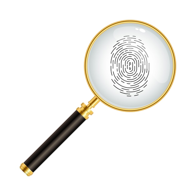 Fingerprint with magnifying glass  illustration