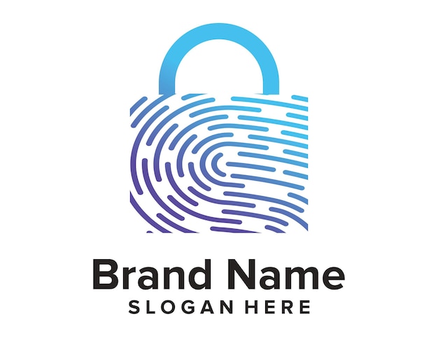 Fingerprint with padlock logo combinations fingerprint security lock logo