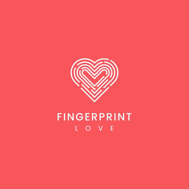 Vector fingerprints form a heart line minimalist logo design