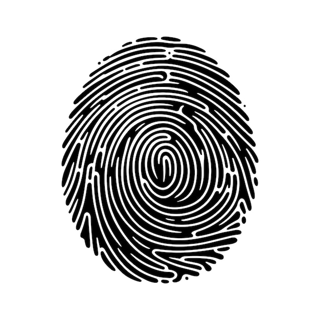 Vector fingerprints icon black fingerprints on white background in flat design