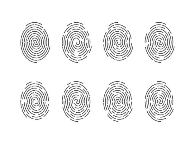 Fingerprints outline vector set Forefinger imprint Identity detection