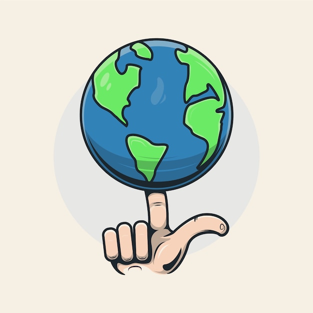 Fingers holding the earth illustration 