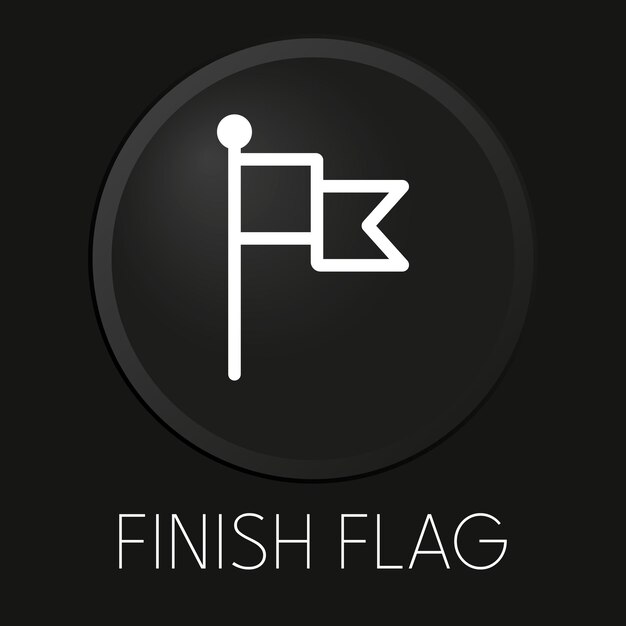 Finish flag minimal vector line icon on 3D button isolated on black background Premium VectorxAxA