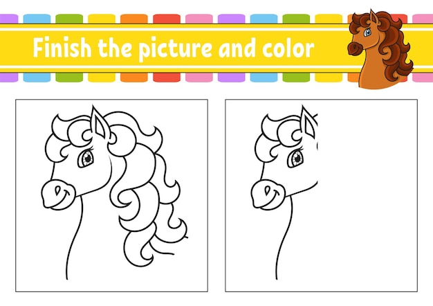 Finish the picture and color Horse animal