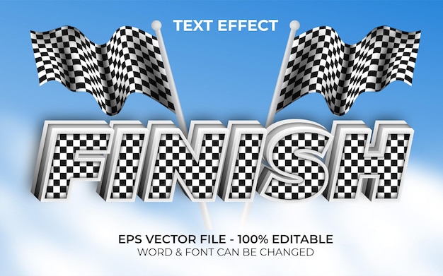 Vector finish text effect race style editable text effect