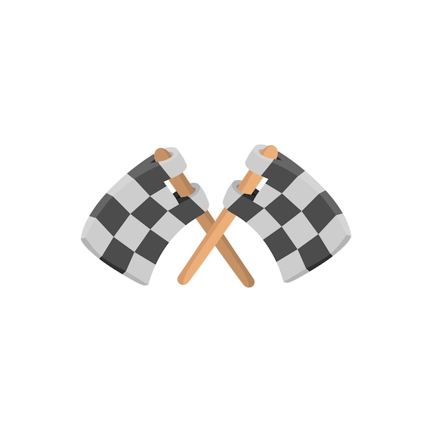 Vector finishing flags cartoon icon car racing black and white flags on a white background