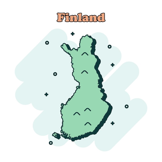 Vector finland cartoon colored map icon in comic style country sign illustration pictogram