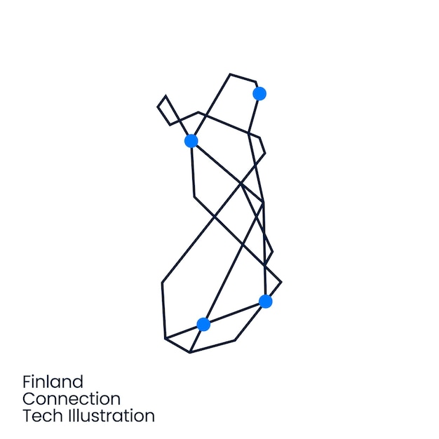 Finland Connection Tech Technology Geometric Polygonal Logo Vector Icon Illustration