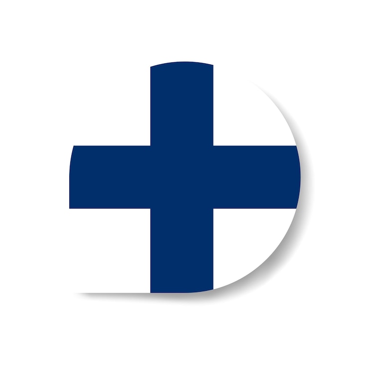Vector finland drop flag icon with shadow on white background