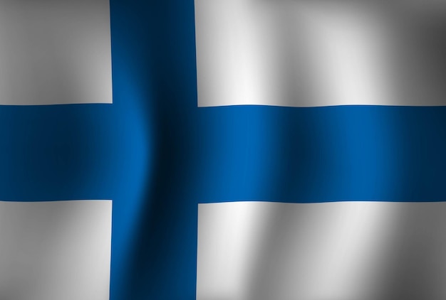 Vettore sfondo della bandiera della finlandia sventolando lo sfondo della bandiera del giorno dell'indipendenza nazionale 3d