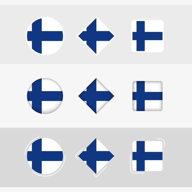 Finland flag icons set vector flag of Finland