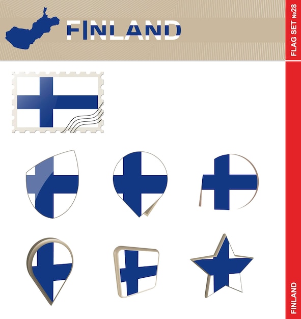 Vettore finlandia flag set flag set 28 vettore