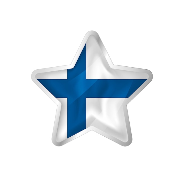 Finland flag in star. Button star and flag template. Easy editing and vector in groups.