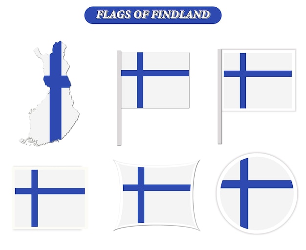 Finland Flags on many objects illustration