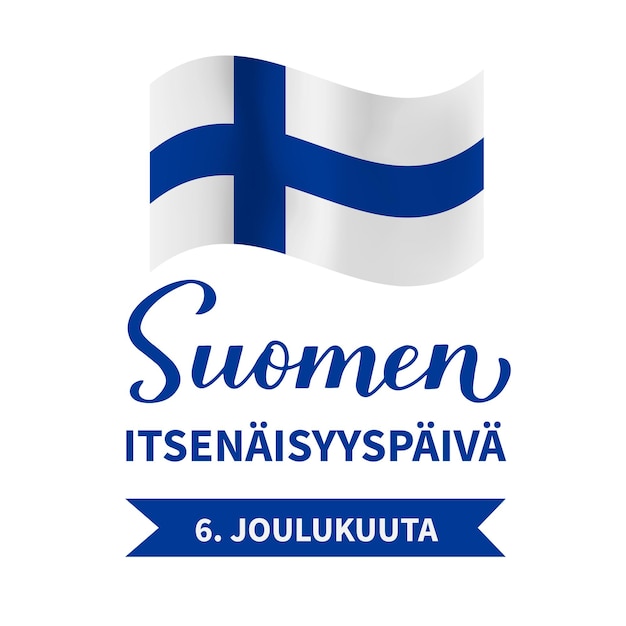 Finlandia independence day calligrafia scritte a mano in lingua finlandese festeggia il 6 dicembre modello vettoriale per tipografia poster banner volantino adesivo cartolina d'auguri ecc