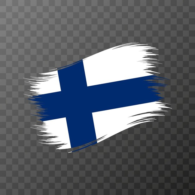 フィンランド国旗透明な背景のグランジ ブラシ ストローク ベクトル図