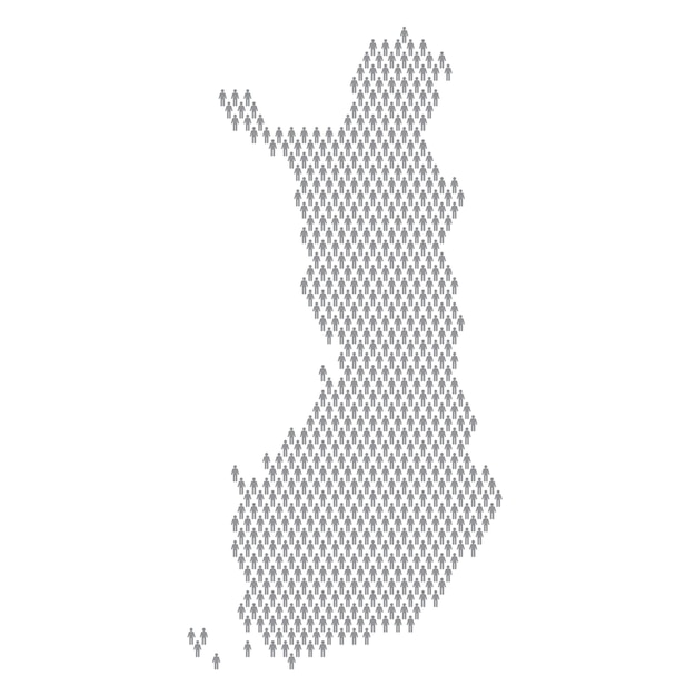 막대기 그림 사람들로 만든 핀란드 인구 인포 그래픽 지도