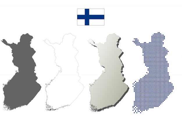 Finland vector outline map set