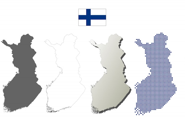 Vector finland vector outline map set