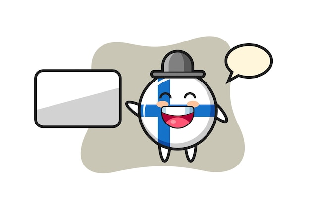 Finland vlag badge cartoon afbeelding doet een presentatie