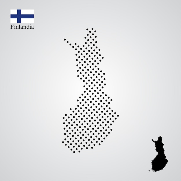 Finlandia kaart silhouet halftone stijl