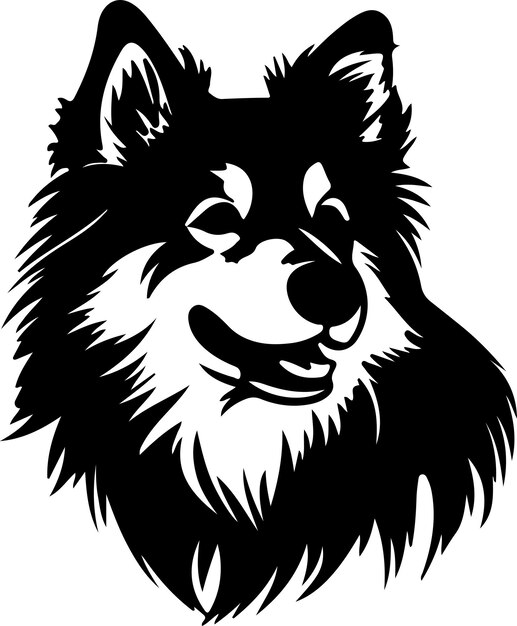 Vector finnish lapphund black silhouette with transparent background