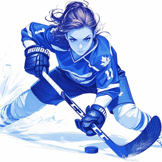 Vector a finnish woman is ice hockey