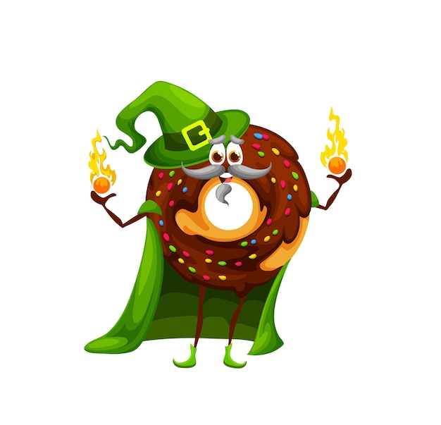 Finny cartoon donut sorcerer or wizard character