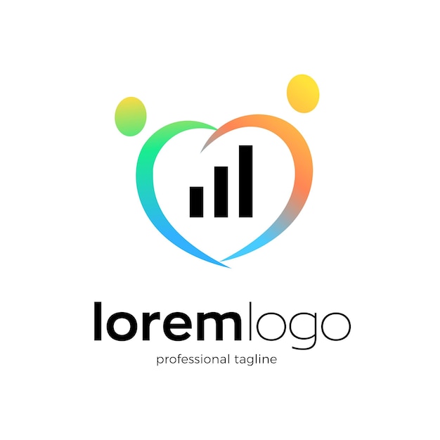 Vector fintech company logo with abstract human love symbol