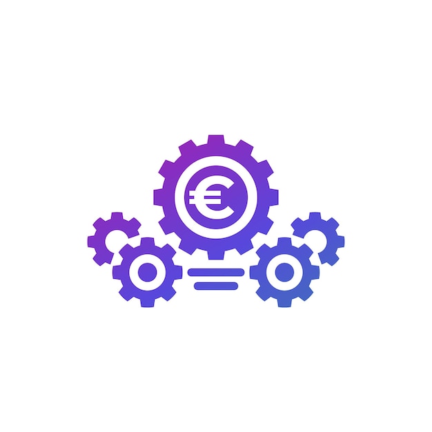 Fintech, financieel pictogram met euro en toestellen