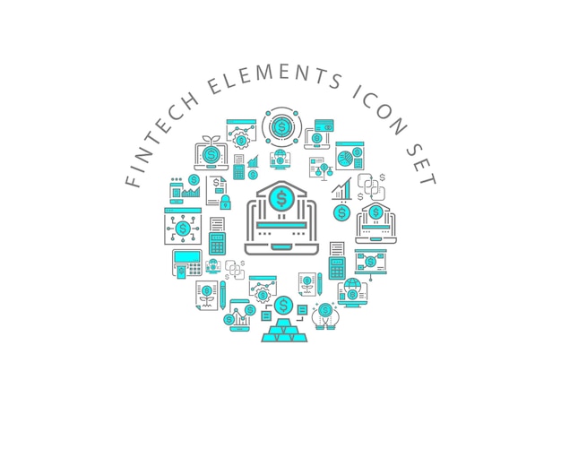 Fintech icon set design