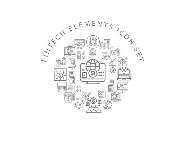 Fintech icon set design