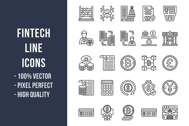 Vector fintech line icons