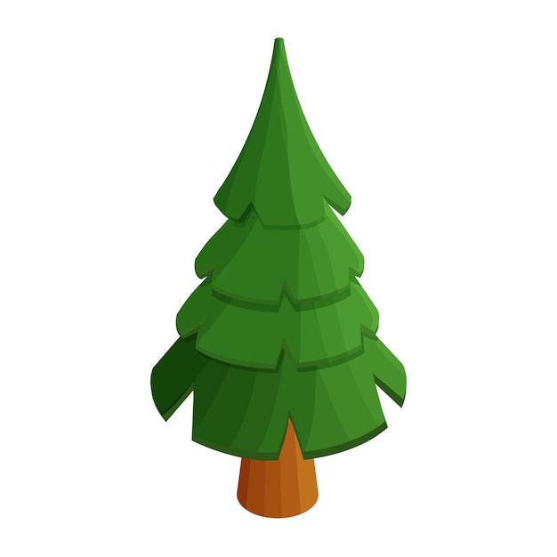 Vector fir, pine tree game ui asset isometric in cartoon style isolated on white