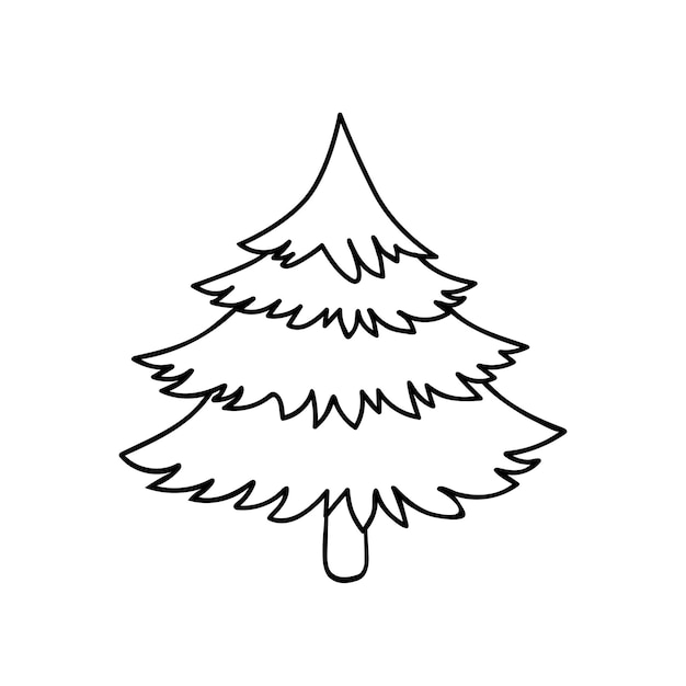 Fir tree black line icon Pine sketch illustration