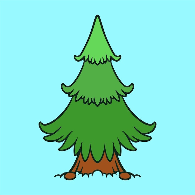 Fir Tree Cute Christmas Ornament Vector Illustration