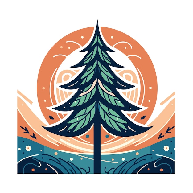 fir tree flat vector design