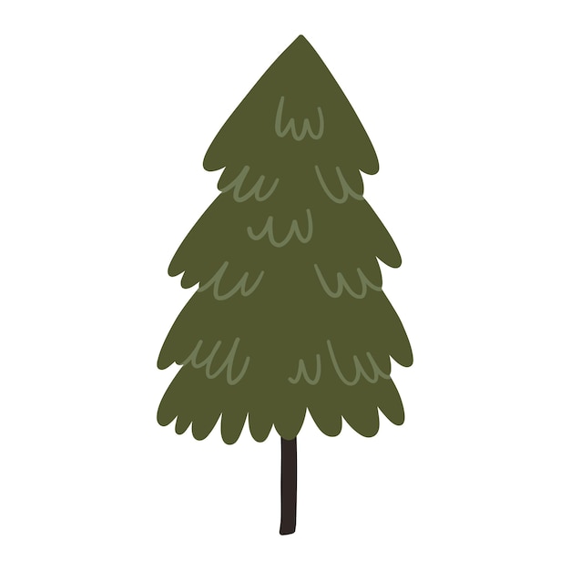 Fir tree Hand drawn Christmas winter illustration