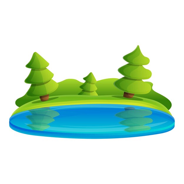 Vector fir tree lake icon cartoon of fir tree lake vector icon for web design isolated on white background