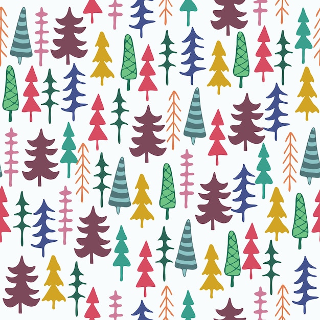 Fir tree seamless pattern colorful vector illustration christmas trees