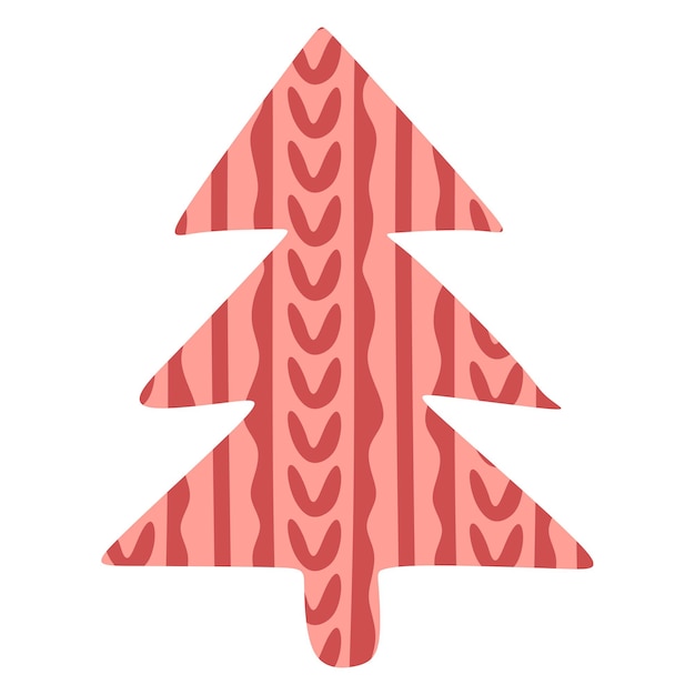Fir Tree sticker Vector rode gebreide textiel patchwork Beste voor webprint en Sint-Valentijnsdag decoratie Kerstdecoratie Winter ontwerpelement voor briefkaart Kaart Flyer