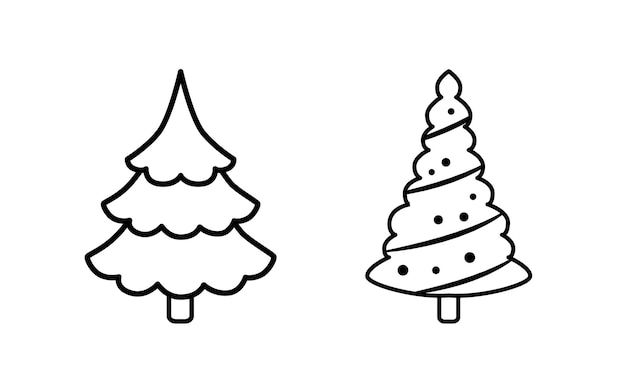 Fir tree zwarte lijn icon set Pine illustratie