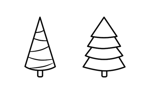 Fir tree zwarte lijn icon set Pine illustratie