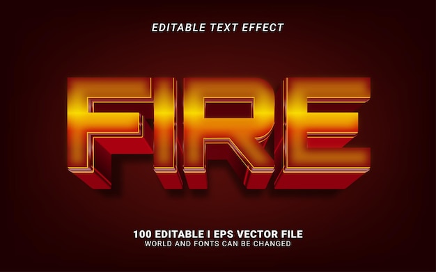 Vector fire 3d style text effect design