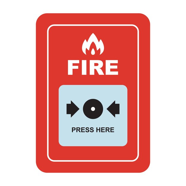 Vector fire alarm button flat vector illustration