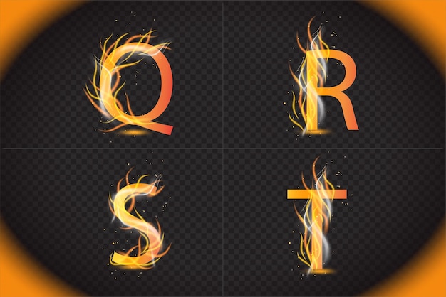 Fire alphabet letters vector design