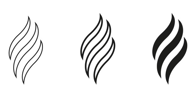 Fire or aroma icon set. Isolated on white background. Vector illustration eps10