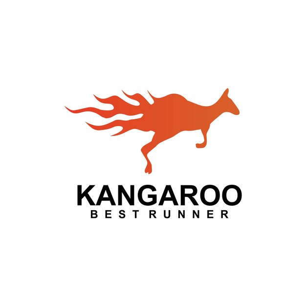 Vettore fuoco australia design del logo del canguro