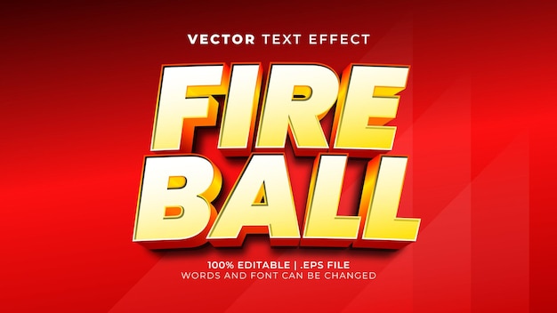 Fire ball red 3d editable text effect style template