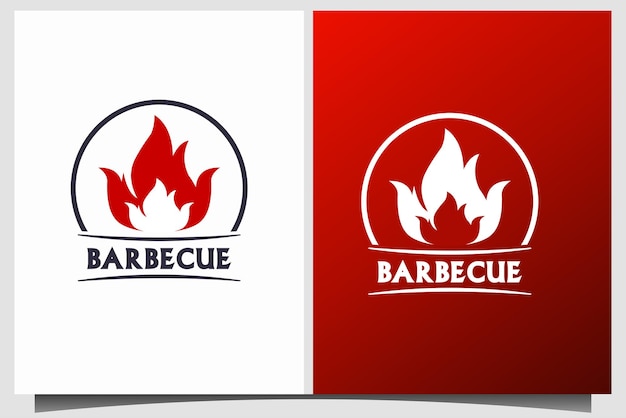 Progettazione del logo del barbecue a fuoco